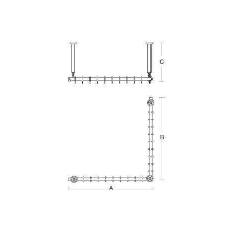pba 01 Duschstange AS 1200X1200X440mm aus Nylon