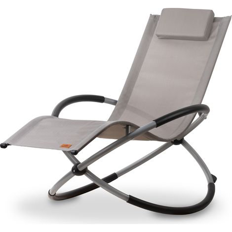 CampFeuer Chaise longue de relaxation, Gris, Chaise longue de jardin pliable Chaise de jardin à bascule Chaise longue à bascule (1/5)