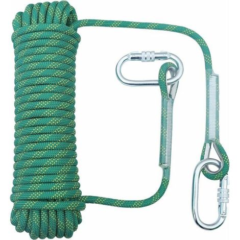 Corde d'escalade 10 mm - 32 pieds Corde de rappel haute résistance pour la randonnée, l'alpinisme, l'entraînement, le sauvetage, l'évacuation en cas d'incendie (1/4)