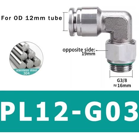 (L12-G03-10 pièces) 10 raccords de tuyau pneumatique en acier inoxydable 304, connecteurs de tube d'air PL à dégagement rapide, raccords de tuyauterie 4 mm, 6 mm, 8 mm (1/5)