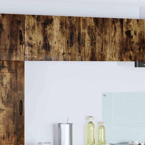 Wall Cabinet LUCCA 2 pcs Smoked Oak Engineered Wood vidaXL