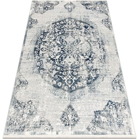 DISTIN 0820A blu navy / blu / bianco tappeto moderno - Ornamento, vintage, frange blue 180x270 cm