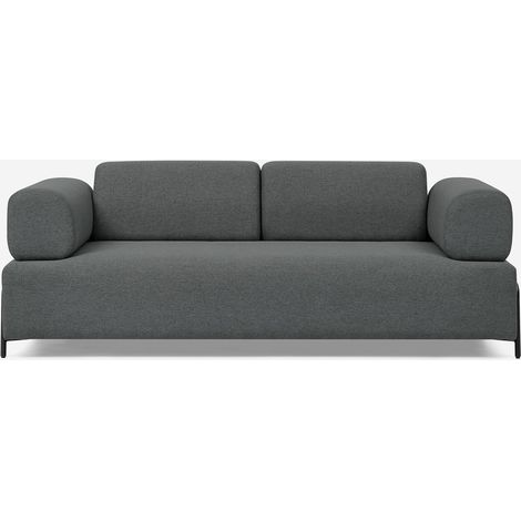 Canapé 3 places design moderne modulable avec tables basses Diadema - Gris foncé