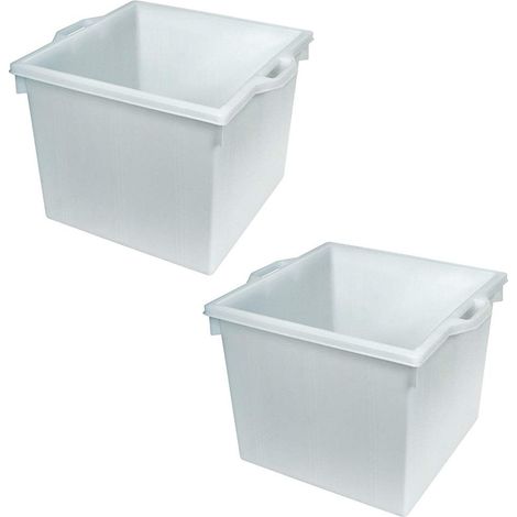 BRB Lot de 2 bacs à nourriture - Capacité : 60 l - Dimensions : 480 x 480 x 370 mm - Blanc - PE-HD