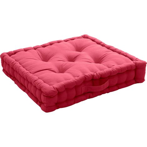 Homemaison – Coussin de sol 50 x 50 x 10 cm – 100% coton recyclé – Matelassage piqué 5 points – Coloris rose blush