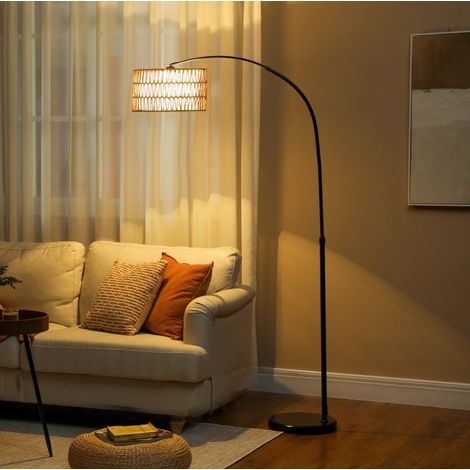 Lampada da terra 93x34x144 175 cm, altezza regolabile, interruttore a pedale, metallo nero (1/5)