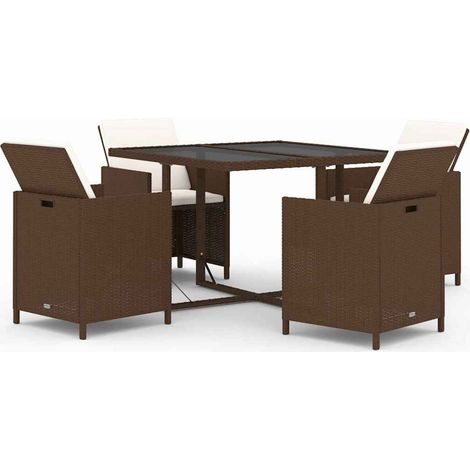 vidaXL Set da Pranzo da Giardino 5pz con Cuscini in Polyrattan