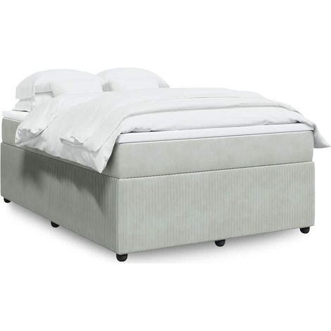 Boxspringbett mit Matratze Hellgrau 160x200 cm Samt