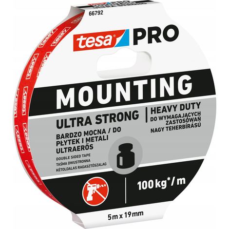 Cinta adhesiva de montaje tesa PRO de 5 m, muy resistente. (1/5)