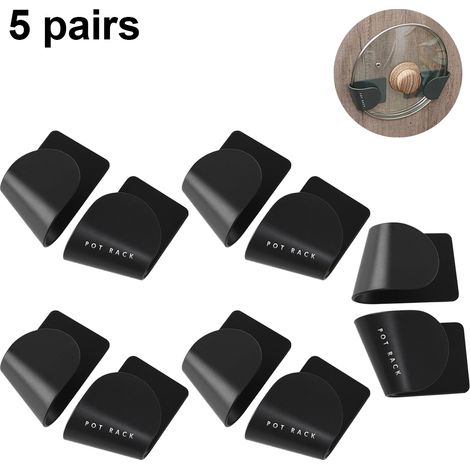 Support Mural Pour Couvercles De Casserole - En ABS - Fixation Adhésive Sans Perçage - Convient Pour Carrelage Verre Bois Métal - Lot De 10 (1/5)