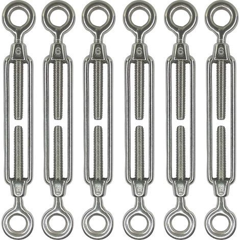 Lot de 6 tendeurs à œillet M6 en acier inoxydable 304, accessoires pour voile d'ombrage, tension de câble renforcée, antirouille, tendeur O à O (1/5)