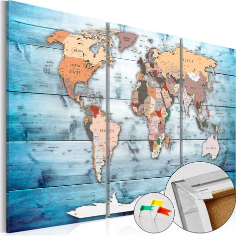 Tableau en Liège "Carte du Monde - Sapphire Travels" 40 x 60 cm (1/2)