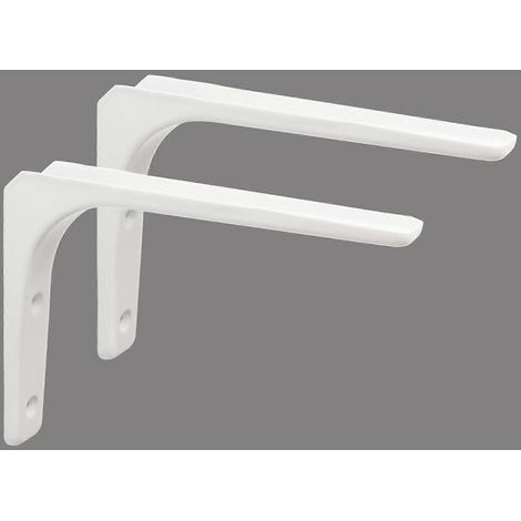 Équerre de fixation murale, 200 mm x 150 mm, finition métal blanc brillant, lot de 2 - AquaForge (1/5)