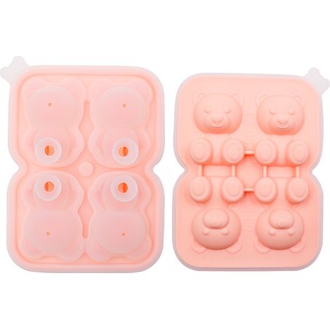 Silikon-Eiswürfelform Bär - Trendige Eisform für Sorbet und Eiscreme, Wiederverwendbare Eiswürfelbox (Zartes Rosa)-lsw (1/2)