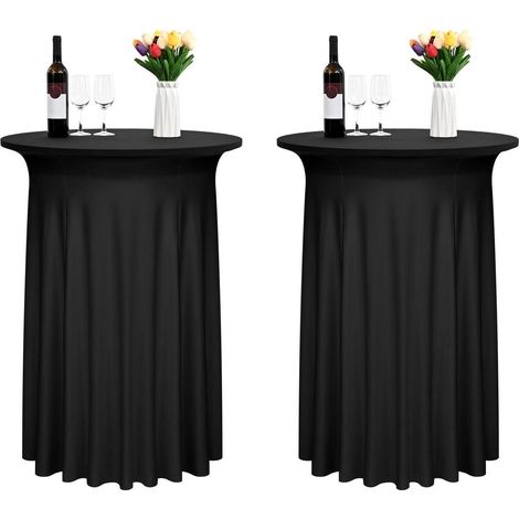 Lot de 2 nappes de table de cocktail en Spandex avec jupe 80x110cm Noir