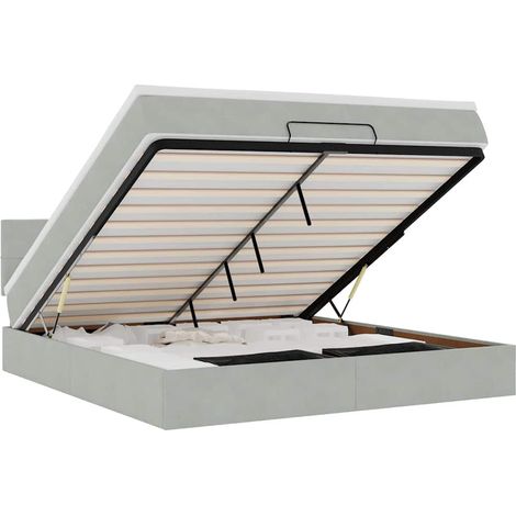 Maison Exclusive - Ottoman-Bett mit Matratze & LEDs Hellgrau 160x