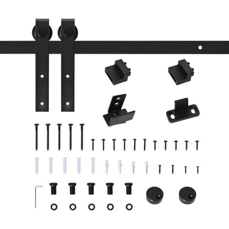 Sistema per porta scorrevole per porta singola, acciaio nero, 183 cm (1/5)