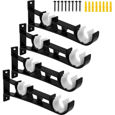 Sollbry 4 soportes para barra de cortina, soportes de barra de cortina, soporte de pared ajustable de aleación de aluminio para barras de cortina de 23 mm a 33 mm. (1/5)