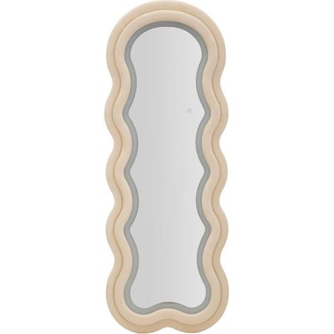 Specchio da parete in velluto crema, 60x4x160 cm – Led Miki