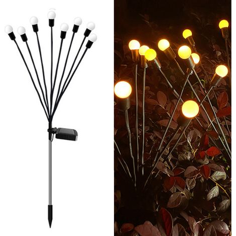 Lámpara de jardín brillante, con forma de luciérnaga, alimentada por energía solar, resistente al agua, ideal para caminos de jardín, decoración de jardines y como luz nocturna. (1/5)