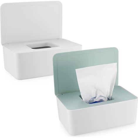 Dispensador de toallitas húmedas para bebé de 2 piezas, caja de almacenamiento con tapa para toallas y pañuelos de papel para bebé.