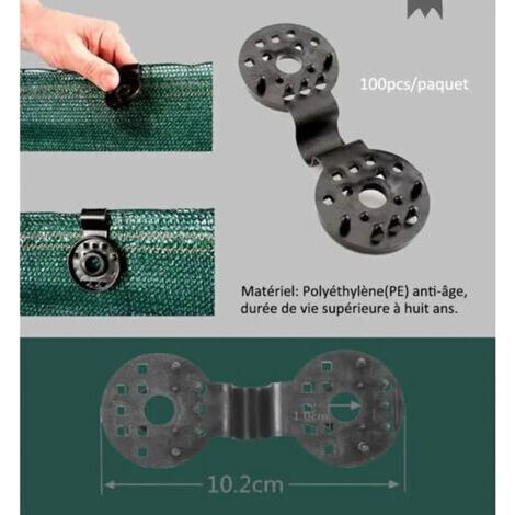 100pcs Clip de Fixation Robuste Pratique Pour Brise Vue Tissu Pare-soleil en Serre, (1/4)