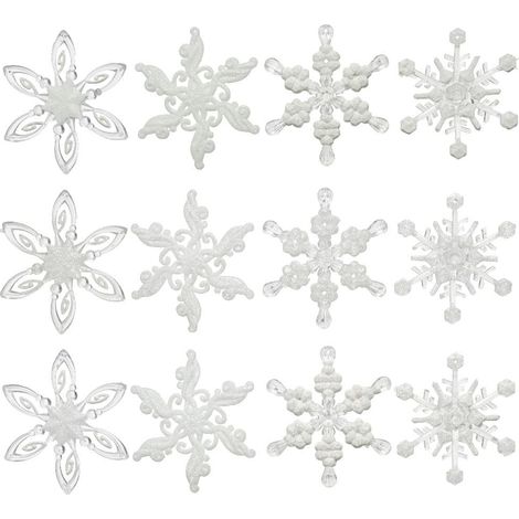Kaemingk Weihnachtsanhänger Schneeflocke weiß mit Glitter