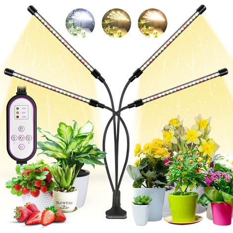 Lampe de croissance LED 4 têtes, 80 LED, spectre complet 3000K/5000K/660 nm, blanc, fixation par pince-AquaForge (1/5)