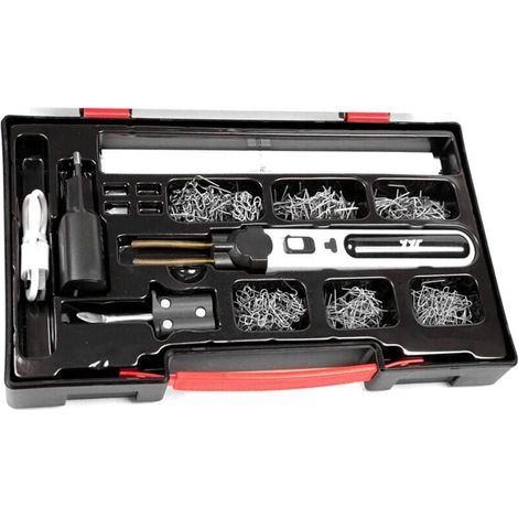 Machine de soudage portable pour plastiques, kit de réparation de fissures de panneaux, agrafeuse à chaud, découpe thermique, ensemble d'outils de réparation de trous en plastique avec lumi (1/5)