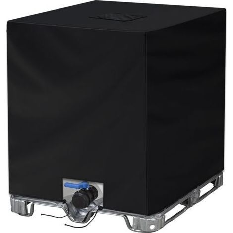 Funda para depósito de agua IBC, a prueba de polvo, resistente a los rayos UV, funda protectora de lona 210D, apta para depósitos IBC de 1000 L (120 x 100 x 116 cm, negra). (1/5)