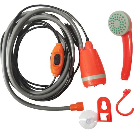 Ducha eléctrica portátil para camping, recargable, con función de limpieza para mascotas y riego de plantas. Ideal para camping, piscina y playa.