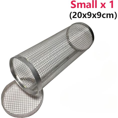 (Petit panier x1) Grille de barbecue ronde pour feu de camp, panier à griller à roulettes, idéal pour le camping et les pique-niques. (1/5)