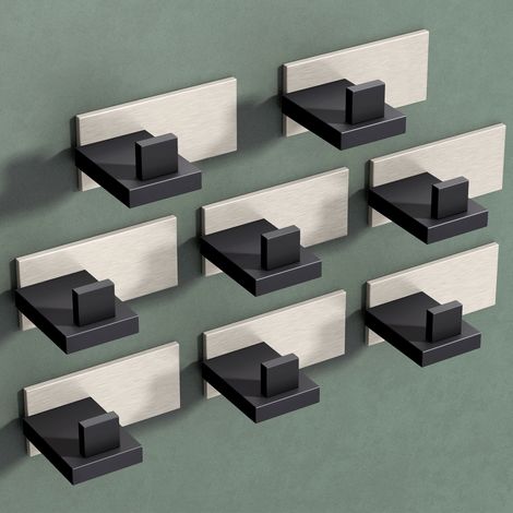 Mai & Mai Kleiderhaken 8 Stück Wandgarderobe Wandhaken aus Edelstahl Garderobenleiste Garderobenhaken 8cm Matt schwarz + Nickel gebürstet Stalo-06 (1/5)