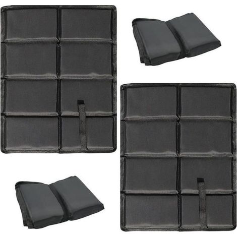 Ensemble de deux coussins d'extérieur noirs, comprenant deux sacs de rangement et un coussin chauffant portable. (1/5)