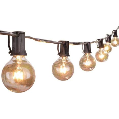 Guirlande Lumineuse Extérieure - 7,6 M (25 Pieds) - 27 Ampoules G40 Edison En Verre - Étanche - Connectable - Noire (1/5)