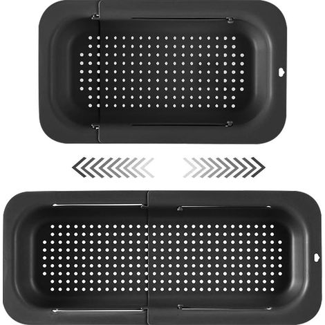 Panier de Vidange pour Cuisine extendable (34 47cm), Support De Vidange D'évier en Plastique Rétractable Ménage pour Stockage et Lavage des Vaisselle Fruits Légumes (1/5)