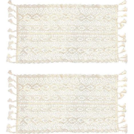 Set aus 2 französischen Tischsets aus Spitze im westlichen Stil (weiß). – 2440 cm – Weiß (1/4)