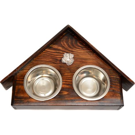 Alano II - supporto in legno con ciotole per cani, ciotole decorative per cani, regalo per l'adozione di un cane di Art-Dog (1/5)
