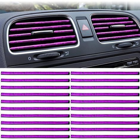 Lot de 20 Tuning Voiture Interieur Decoration Accessoire Voiture Interieur Decoration Autocollant Tuning Voiture de 20 cm S'adapte à Toutes les Bouches D'aération Droites (Violet Glacé) (1/5)