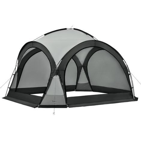 Cenador de camping con 96 luces LED 345 x 345 x 247 cm gris oscuro 030008742 (1/4)