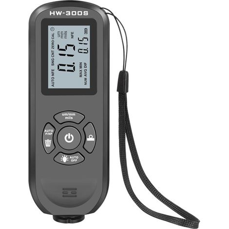 VURAHOME – HW-300S Schichtdickenmessgerät, hochpräzises digitales Lackfilmdickenmessgerät, LCD-Display mit Hintergrundbeleuchtung, Schwarz, hochauflösender Bildschirm (1/5)
