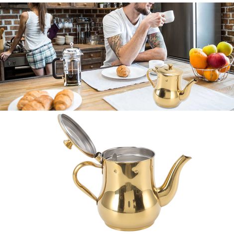 Bouilloire à café/thé 500 ml en acier inoxydable avec compartiments pour épices, couleur or.