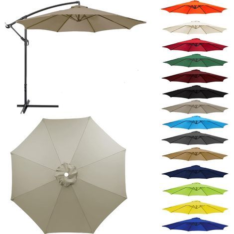 Auvent De Remplacement pour Parasol Toile De Parasol Déporté Remplacement pour Cour,Jardin,Plage, Protection UV 50+ (3.0m-6 Ribs,Taupe) (1/5)
