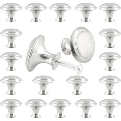 20 round cabinet knobs, 2.9 cm silver drawer knobs and handles, modern dressing table knobs suitable for wardrobes, cabinets, and doors. (1/5)