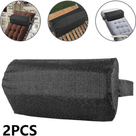 Ersatz-Kopfstützenkissen mit Gummiband, Nackenkissen für Sessel und Chaiselongue – 2er-Pack – Schwarz