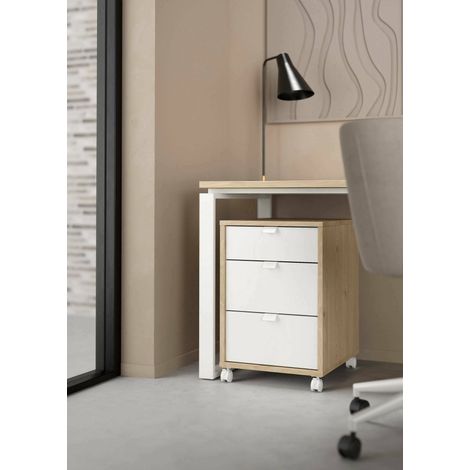 Dmora - Cajonera Gabrielle, Cómoda multiusos, Cómoda de dormitorio, Gabinete con cajones, 48x41 h61 cm, Roble y Blanco (1/5)