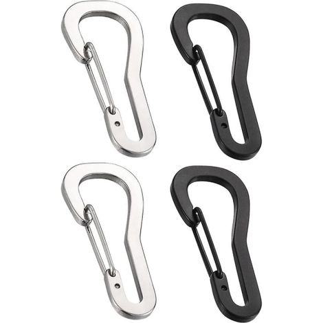Lot de 4 mousquetons en acier inoxydable, crochet de suspension, anneau de fixation pour escalade et bricolage (1/3)