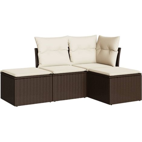 Maison Exclusive - 4-tlg. Garten-Sofagarnitur mit Kissen Braun Po