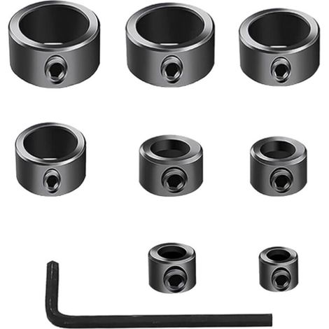 Butée de Profondeur Bague,8 pcs Positionneur de Foret,Colliers de Butée de Profondeur,3mm,4mm,5mm,6mm,8mm,10mm,12mm,16mm Localisateur,Limiteur de Profondeur (1/4)