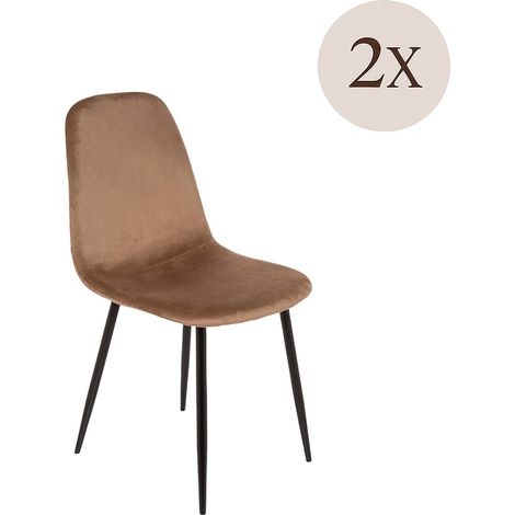 2er-Set Arter-Stühle, Samtpolstersessel, gepolsterter Esszimmerstuhl, Konferenzstuhl, 45 x 56 x 87 cm, Beige (1/5)